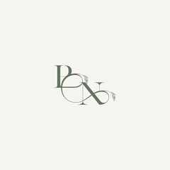 wedding concept monogram elegant and elegant logo NP organic hairline logotype letter
