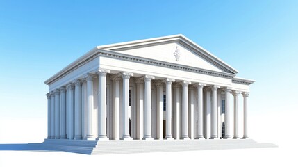 Obraz premium Classical Architecture of Grand White Building with Columns and Steps