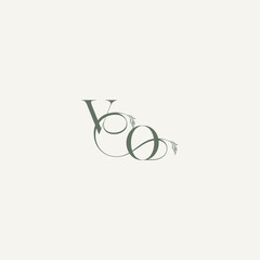 wedding concept monogram elegant and elegant logo OV organic hairline logotype letter