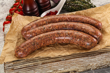 Raw beef and lamb sausages