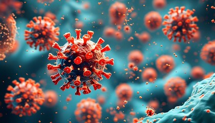 Viral outbreak analysis global laboratories scientific illustration microbial environment close-up view infectious disease concept