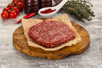 Raw beef burger cutlet for grill