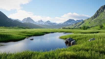 Serene Mountain Valley Landscape