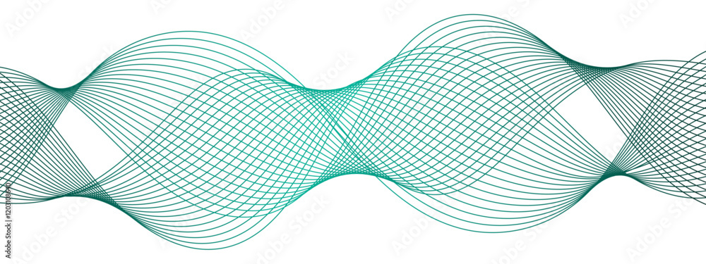 Poster abstract turquoise wave line vector background, fluid flowing curves, dynamic motion design for tech