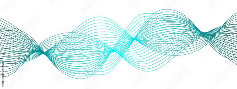 Aufkleber abstract turquoise wave line vector background, fluid flowing curves, dynamic motion design for tech