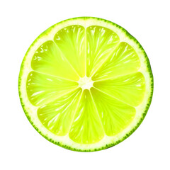 slices of lime falling isolated on transparent background 