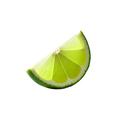 slices of lime falling isolated on transparent background 