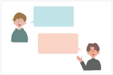 外国人と会話する若者のイラスト