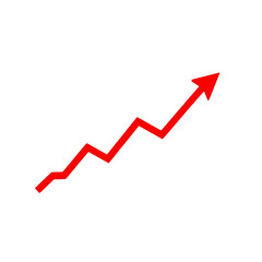 Red Upward Arrow Growth Chart Business Success Graphic data icon goal trend black market vector     