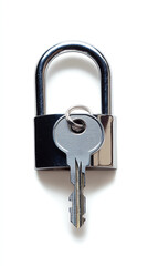 A close-up image of a silver padlock with a key, symbolizing security and safety in various contexts.
