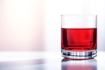 A close-up of a glass filled with vibrant red liquid, showcasing a sleek and modern design, perfect for any beverage-related theme.