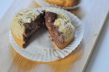choux cream or cream puff, eclair or chocolate choux cream