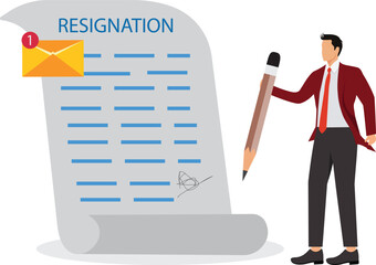 Professional write resignation letter to quit job or inform to leave company change new job or notify boss manager of dismissal concept businessman professional with pen writing resignation email