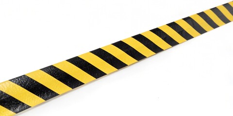 Yellow and black barricade tape on white background with clipping path
