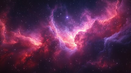 Fiery Cosmic Clouds in Stellar Nebula Scene