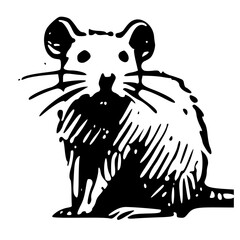 An Artistic Representation of a Rat Icon Boldly Designed to Embody Intelligence, Adaptability, and Resourcefulness with a Unique Style That Blends Modern Minimalism and the Spirit of Survival