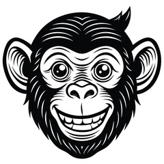 A cute monkey head illustration vector style