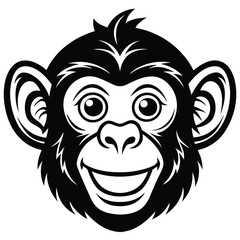 A cute monkey head illustration vector style