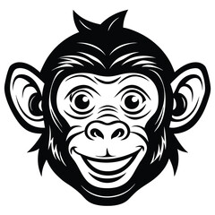 A cute monkey head illustration vector style