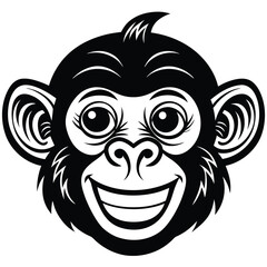 A cute monkey head illustration vector style