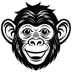 A cute monkey head illustration vector style