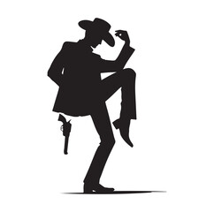 Cowboy pose silhouette vector illustration