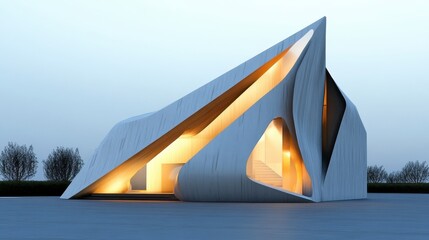 Modern Architectural Design with Abstract Form and Natural Lighting