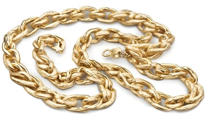 Obraz premium Shiny Gold Chain Necklace: Metallic Links Isolated for Jewelry and Fashion