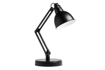 Black adjustable desk lamp with a modern design suitable for office or home workspace lighting