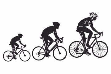 Obraz premium cycling man silhouette icon set, cycle silhouette free, bicycle silhouette vector, bicycle man silhouette
