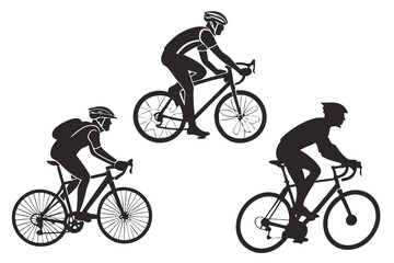 cycling man silhouette icon set, cycle silhouette free, bicycle silhouette vector, bicycle man silhouette