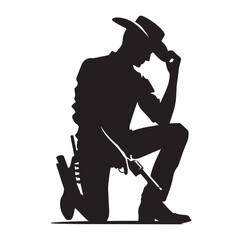 Cowboy pose silhouette vector illustration