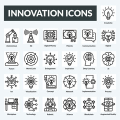 Obraz premium innovation vector line set icons