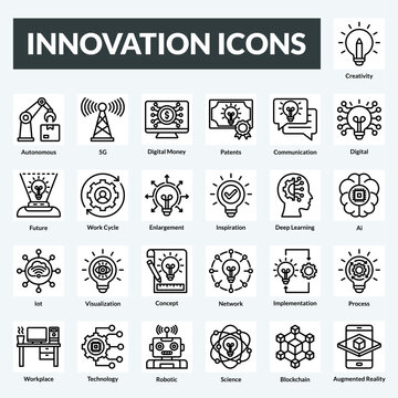 innovation vector line set icons