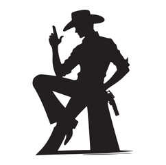 Cowboy pose silhouette vector illustration