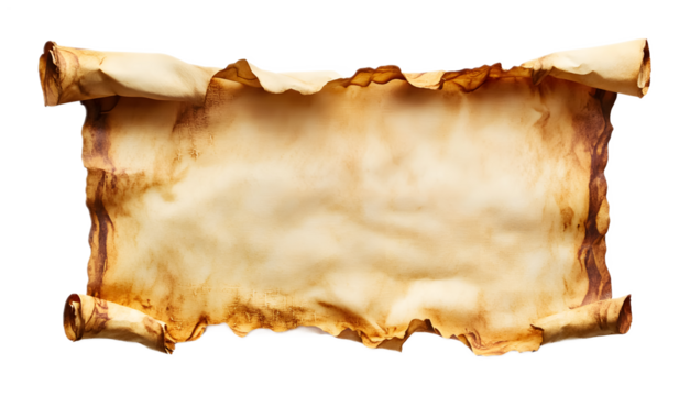 Empty vintage parchment banner on a transparent background. isolated background.
