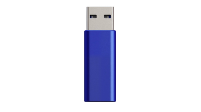 Sleek Blue USB Flash Drive Mockup for Technology Presentations