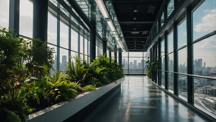 interior of modern entrance hall in modern office building