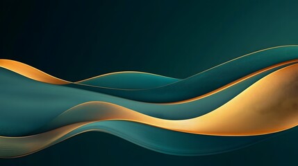 Obraz premium Abstract Gold and Teal Wave Design