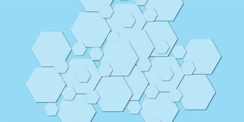 Abstract technology sky blue geometric hexagon on light sky colour concept design honeycomb shape vector. 