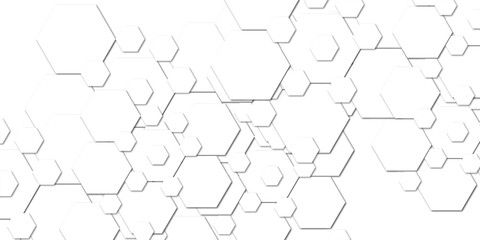 Geometric technology white hexagon background. Abstract vector illustration Science technology and medical concept hexagon on transparent background.