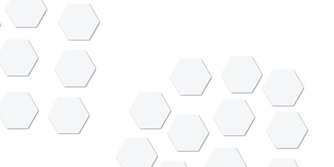 Geometric technology white hexagon background. Abstract vector illustration Science technology and medical concept hexagon on transparent background.