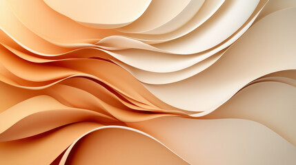 Abstract latte inspired gradient with flowing, layered curves in warm beige and caramel tones, creating velvety and soothing texture. design evokes sense of calm and elegance