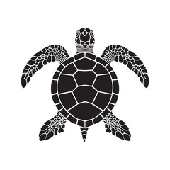 A large turtle symbol in the center. Isolated black symbol