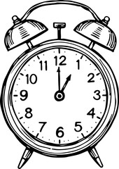 hand draw alarm clock icon doodle