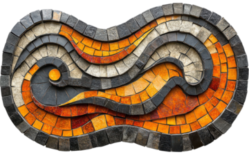 Decorative mosaic artwork with flowing patterns in earthy tones and textures