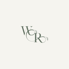 wedding concept monogram elegant and elegant logo RW organic hairline logotype letter
