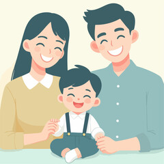 Fototapeta premium illustration of happy family