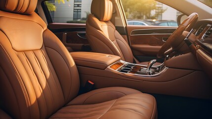 A sleek and modern luxury sedan featuring premium leather bucket seats for a comfortable and refined driving experience  This high end vehicle offers a blend of sophistication comfort and style