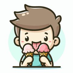 Fototapeta premium cartoon illustration of person eat ice cream